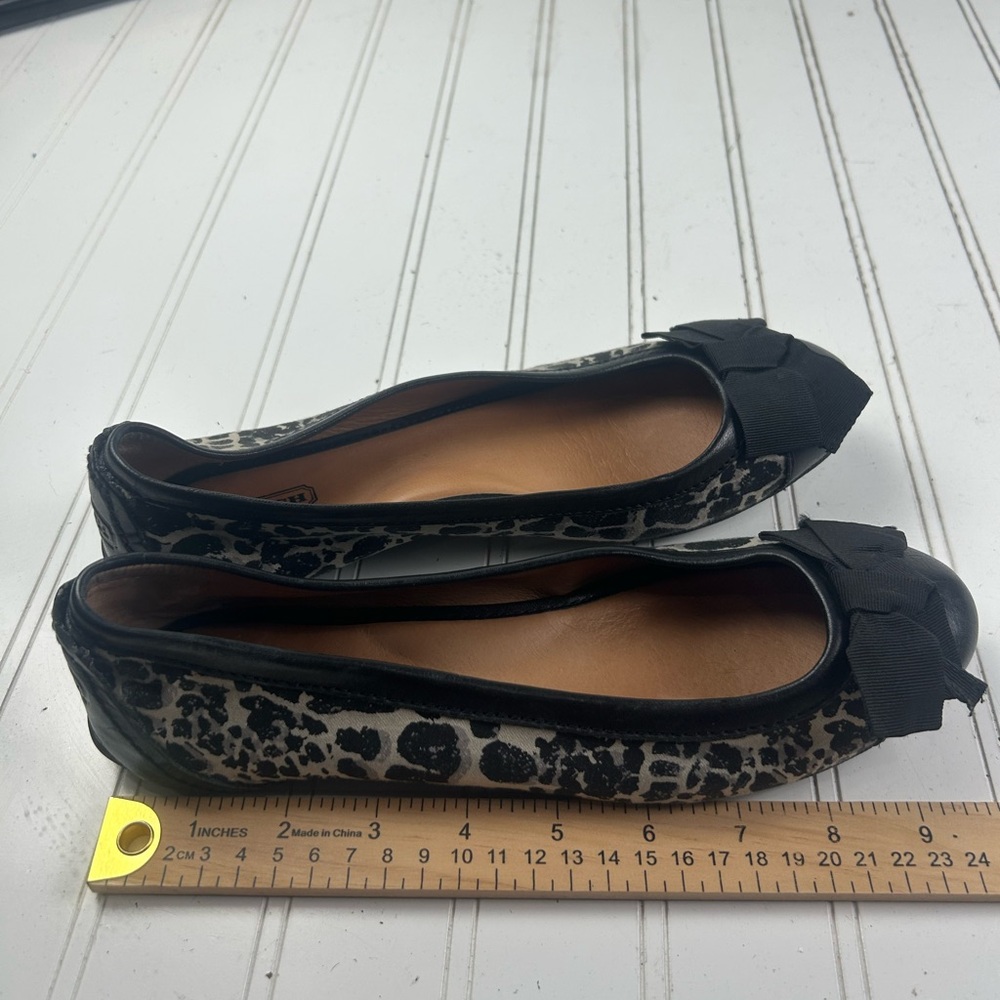 Coach Reagan Leopard Print Ballet Flats Black Bow Leather Women’s Size 8 - Picture 8 of 11